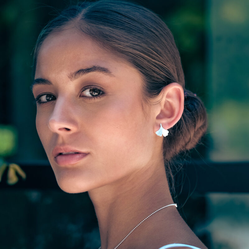 Alternative view of Ohrstecker "Ginkgo Ginco" aus 925 Sterling Silber