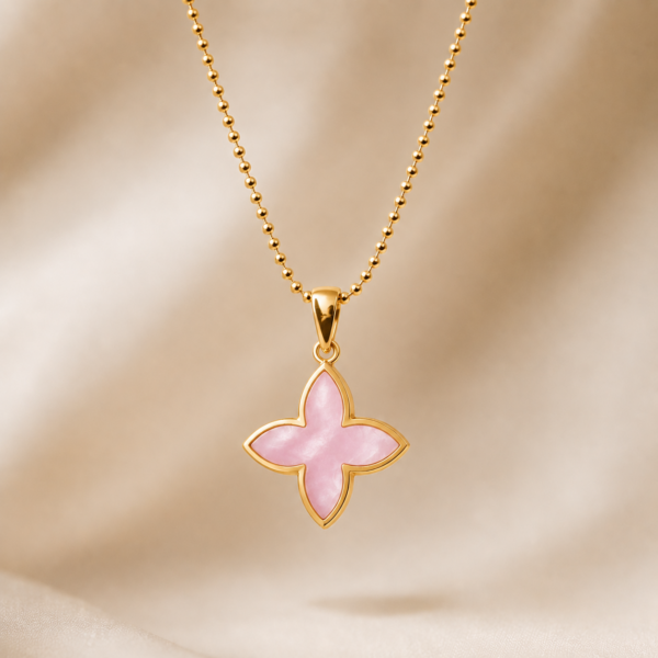 Kette "Coslada" aus 925 Sterling Silber, goldplattiert mit rosa Perlmutt