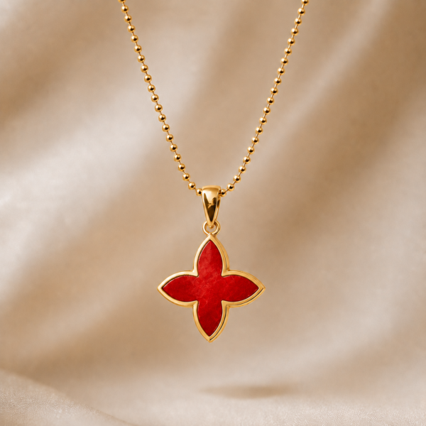 Kette "Coslada" aus 925 Sterling Silber, goldplattiert mit Coral