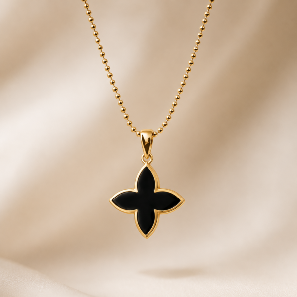 Kette "Coslada" aus 925er Sterling Silber, goldplattiert mit Onyx