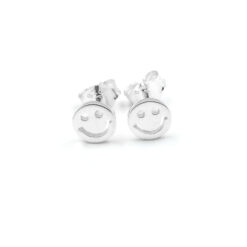 Ohrringe Ohrstecker Smiley 925 Sterling Silber Matt