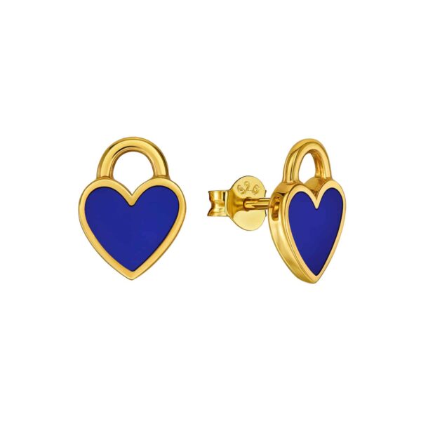 Ohrringe „Hollywood“ aus 925 Sterling Silber, goldplattiert, mit Lapis
