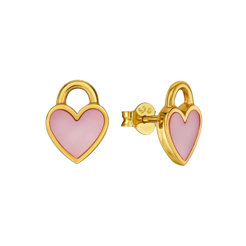 Ohrringe „Hollywood“ mit rosa Perlmutt, 925er Sterling Silber, goldplattiert