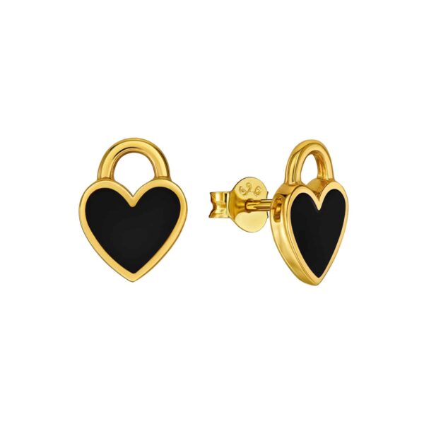 Ohrringe „Hollywood“ aus 925 Sterling Silber, goldplattiert, mit Onyx