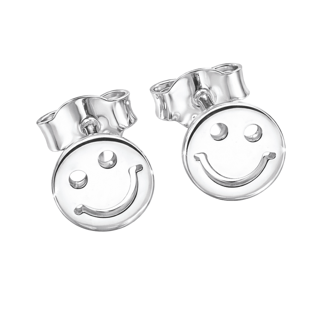 Smiley-Ohrstecker aus 925er Sterling Silber mit edlem Glanz