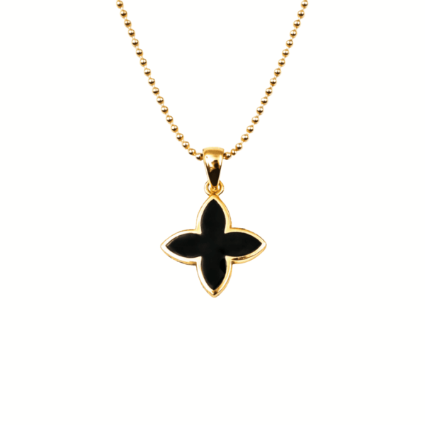 Kette "Coslada" aus 925er Sterling Silber, goldplattiert mit Onyx
