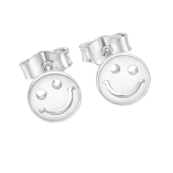 Smiley-Ohrstecker aus 925er Sterling Silber in matter Optik