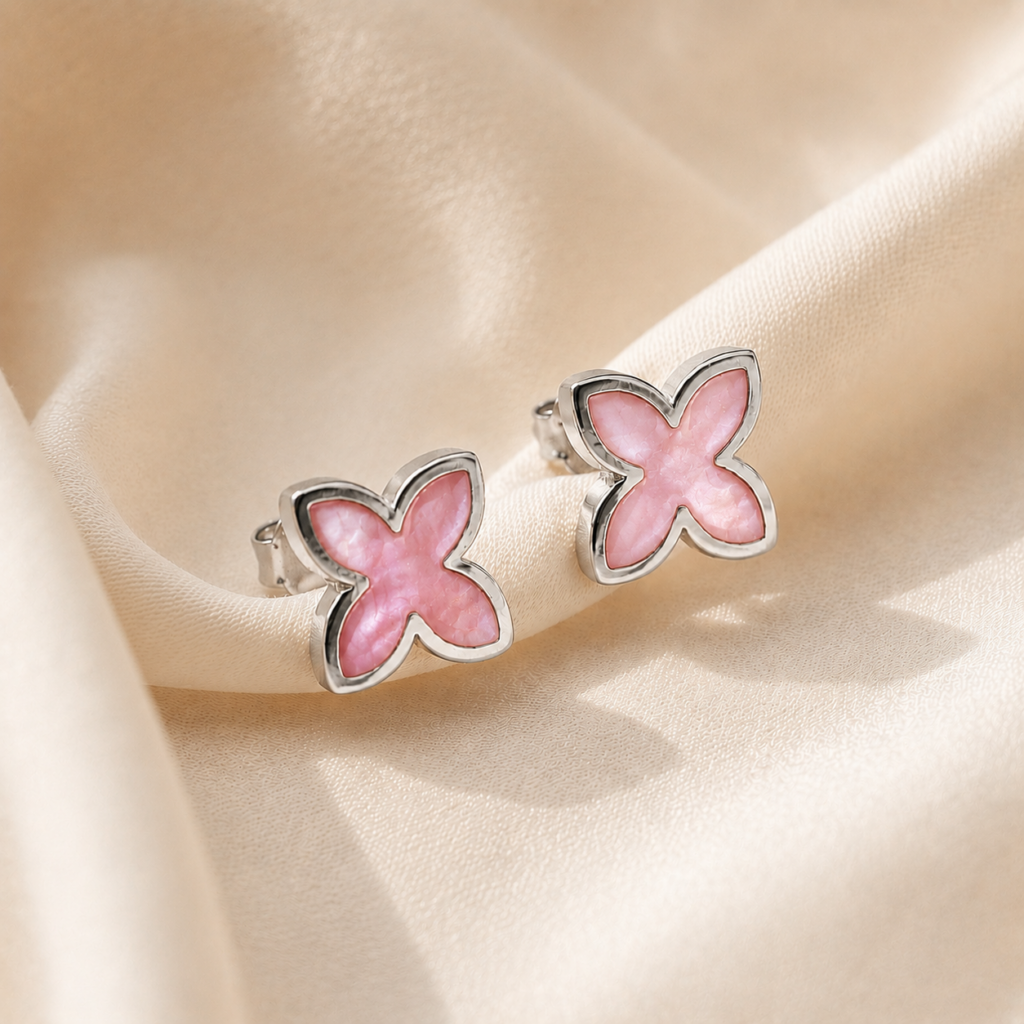 Ohrringe "Coslada" aus 925 Sterling Silber mit rosa Perlmutt