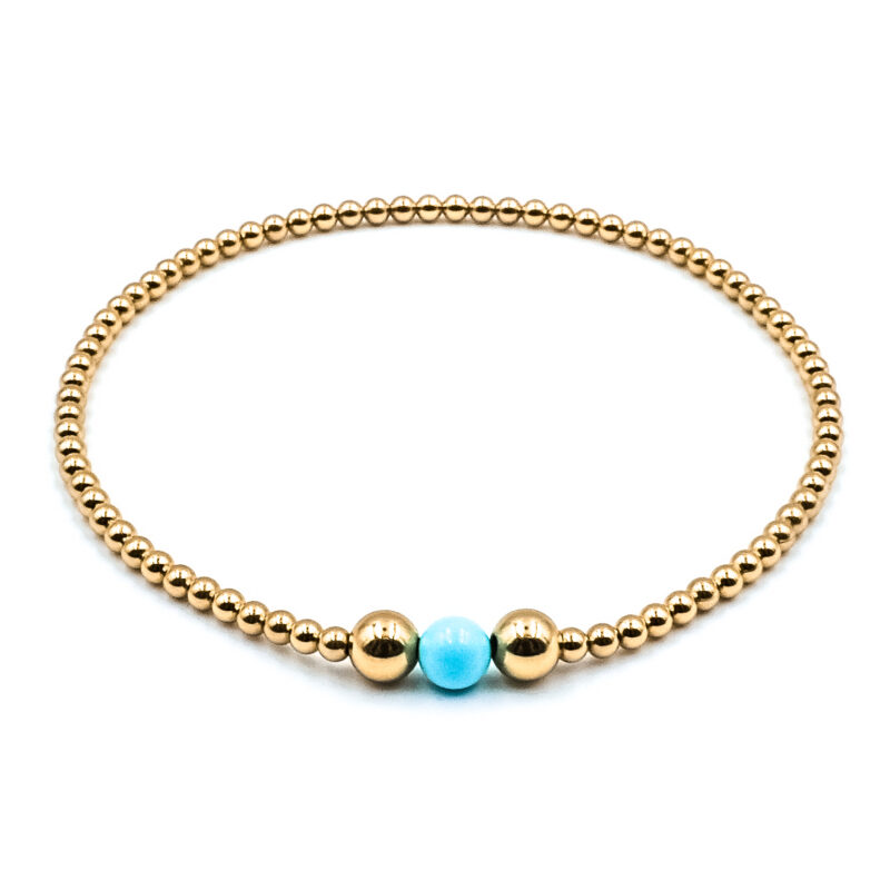 Kugelfusskette Luma Edelstein mit 925 Sterling Silber goldplattiert