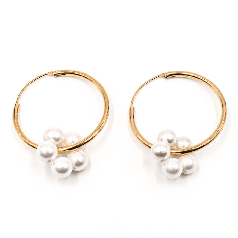 Ohrringe Creolen Fleur Adele Edelstein mit 925 Sterling Silber goldplattiert