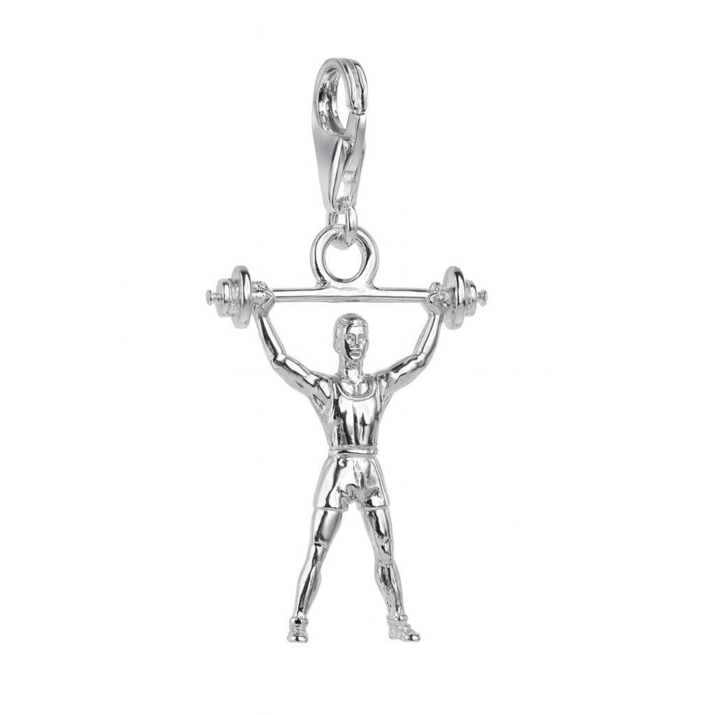 Charm „Gewichtheber“ aus 925 Sterling Silber