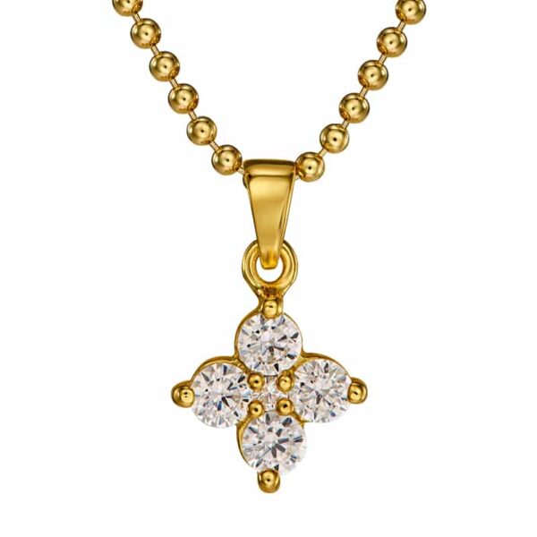 Alternative view of Kette "Lore" mit weissem Zirkonia aus 925 Sterling Silber, goldplattiert