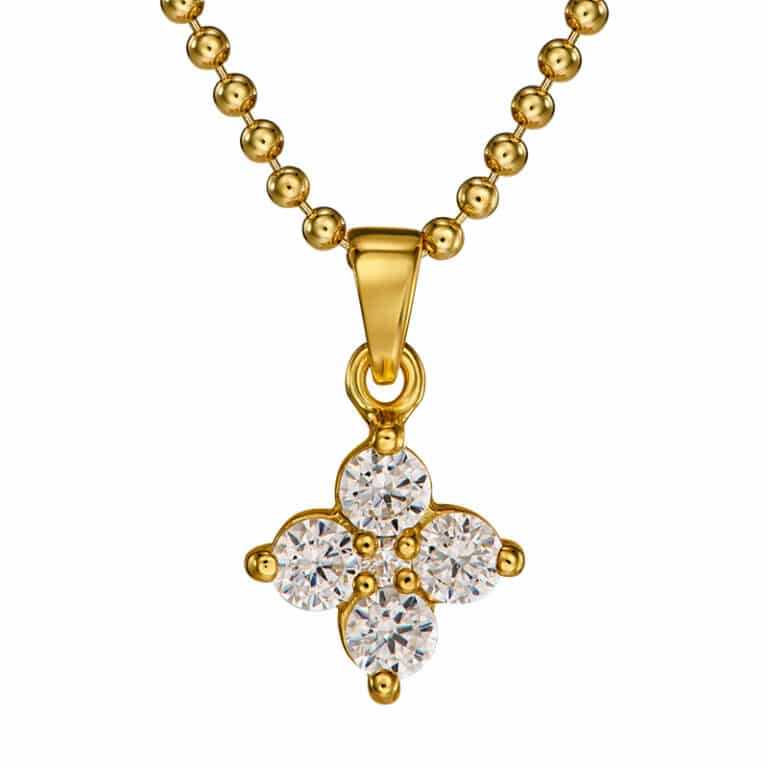 Alternative view of Kette "Lore" mit weissem Zirkonia aus 925 Sterling Silber, goldplattiert