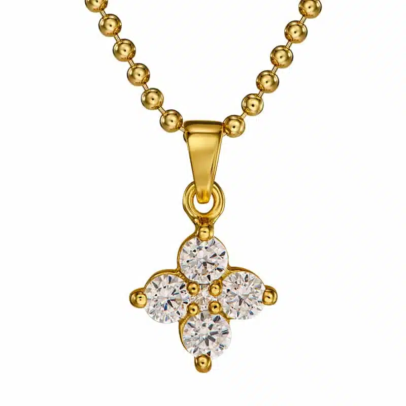 Alternative view of Kette "Lore" mit weissem Zirkonia aus 925 Sterling Silber, goldplattiert