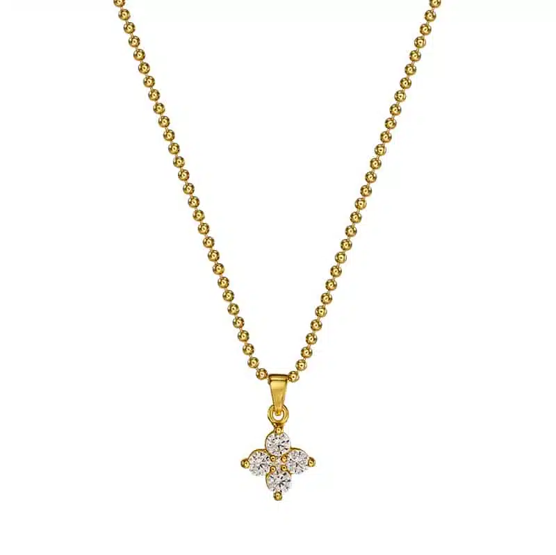 Kette "Lore" mit weissem Zirkonia aus 925 Sterling Silber, goldplattiert