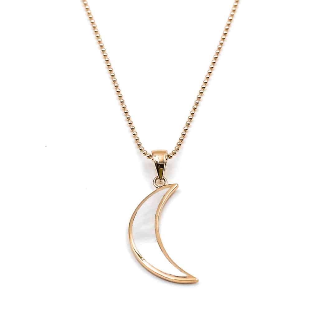 Kette „Luna“ mit Perlmutt aus 925er Sterling Silber, goldplattiert