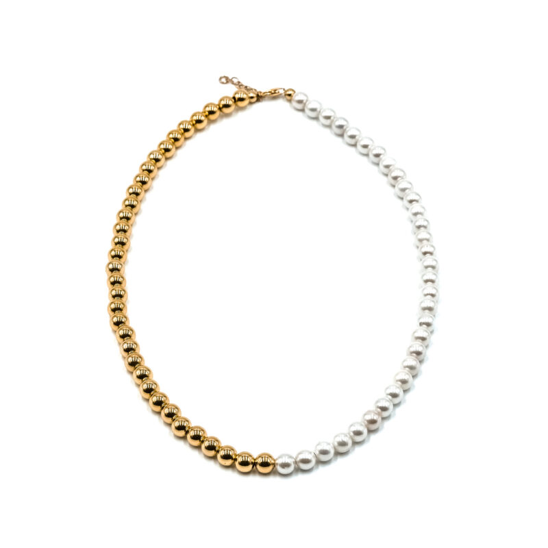 Penelope Kugelkette Edelstein mit 925 Sterling Silber goldplattiert