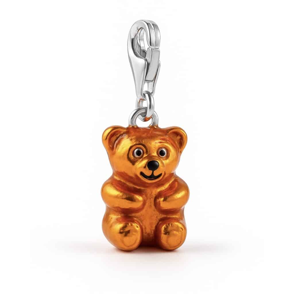 Charm „Bärchen“ orange aus 925 Sterling Silber