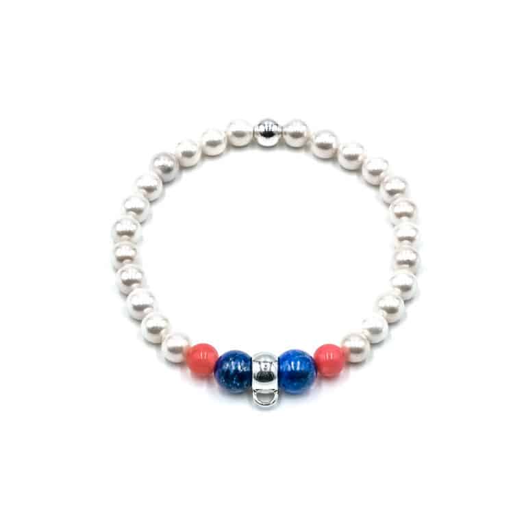 Charms Perlenkugelarmband Giulia Edelstein mit 925 Sterling Silber
