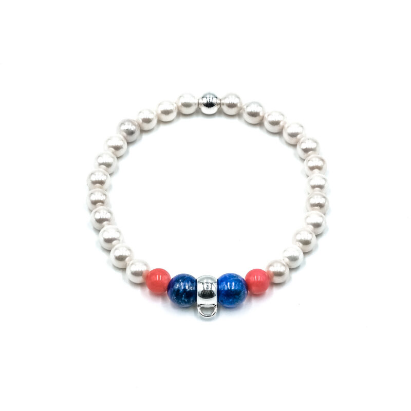 Charms Perlenkugelarmband Giulia Edelstein mit 925 Sterling Silber