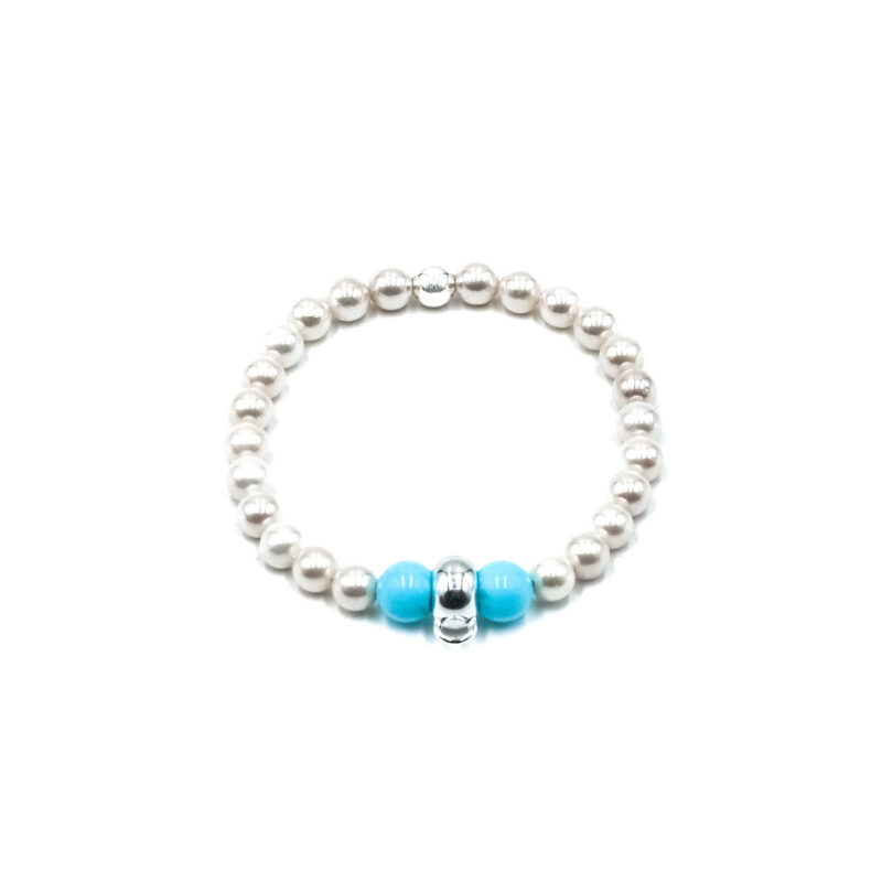 Charms Perlenkugelarmband Joana Edelstein mit 925 Sterling Silber