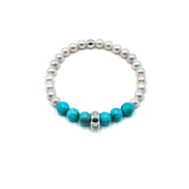 Charms Perlenkugelarmband Tamina Edelstein mit 925 Sterling Silber
