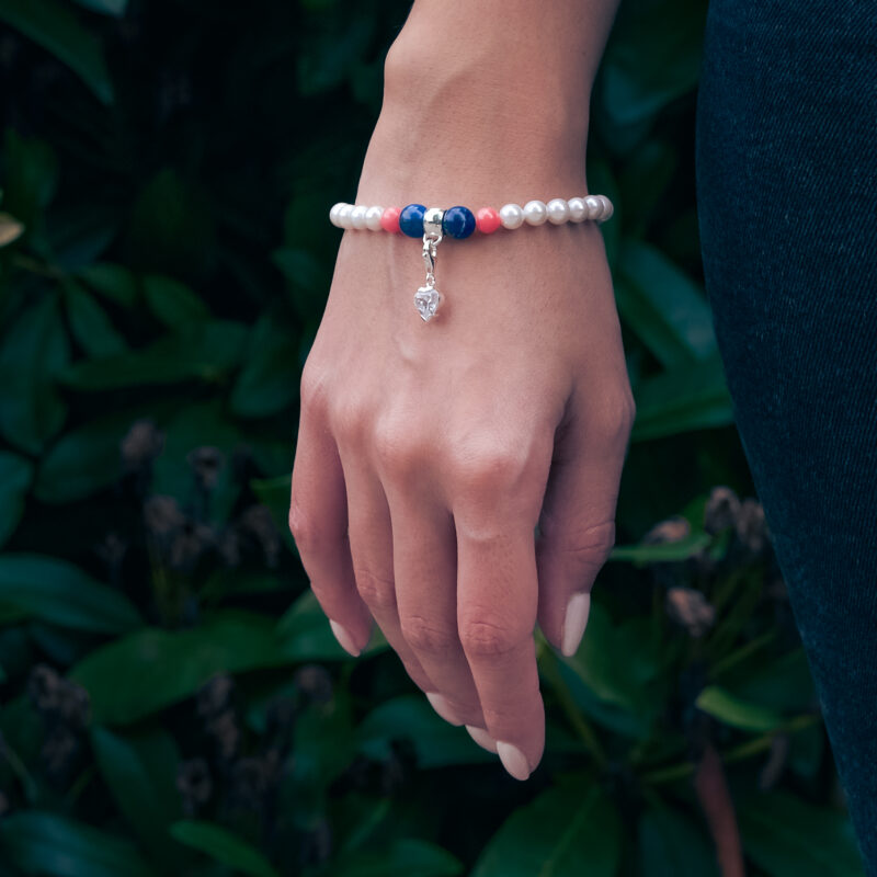 Alternative view of Charms Perlenkugelarmband Giulia Edelstein mit 925 Sterling Silber