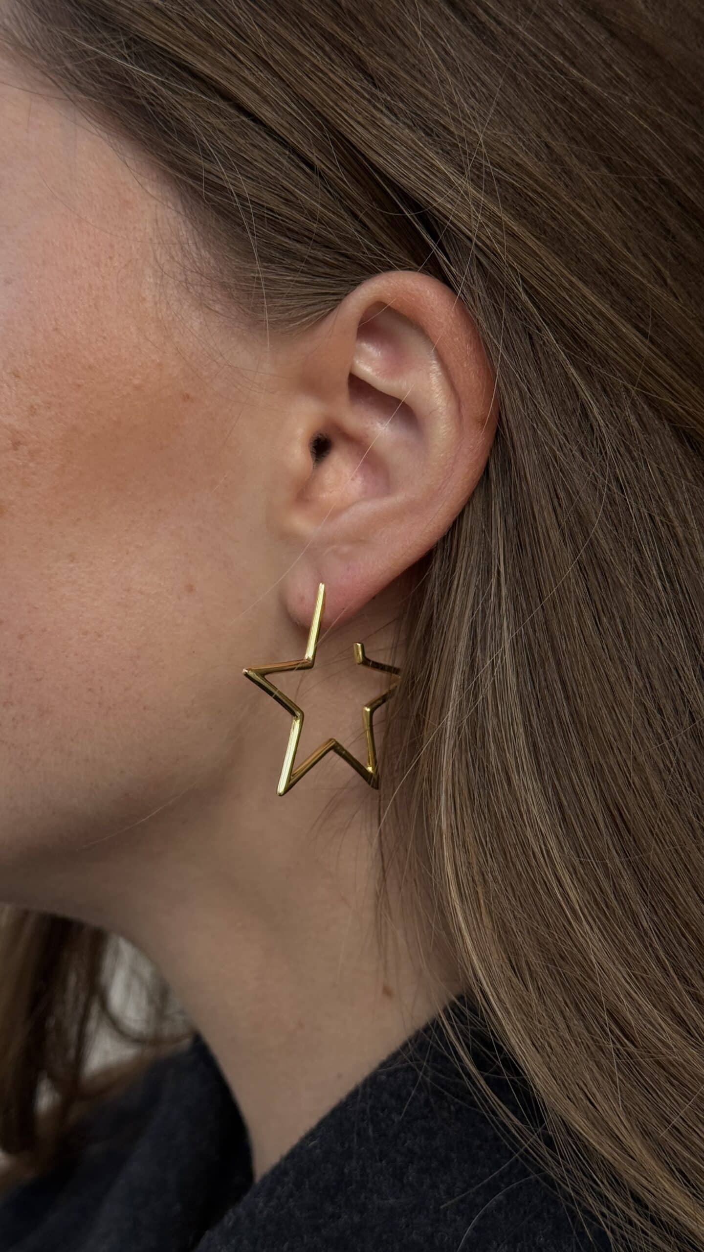 Ohrringe Halbcreole Stern Starlight 925 Sterling Silber goldplattiert – Bild 2