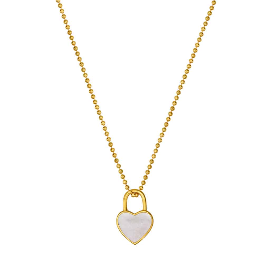 Kette „Hollywood“ mit Perlmutt aus 925er Sterling Silber, goldplattiert