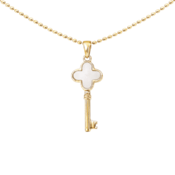 Kette Schlüssel New York Perlmutt 925 Sterling Silber goldplattiert