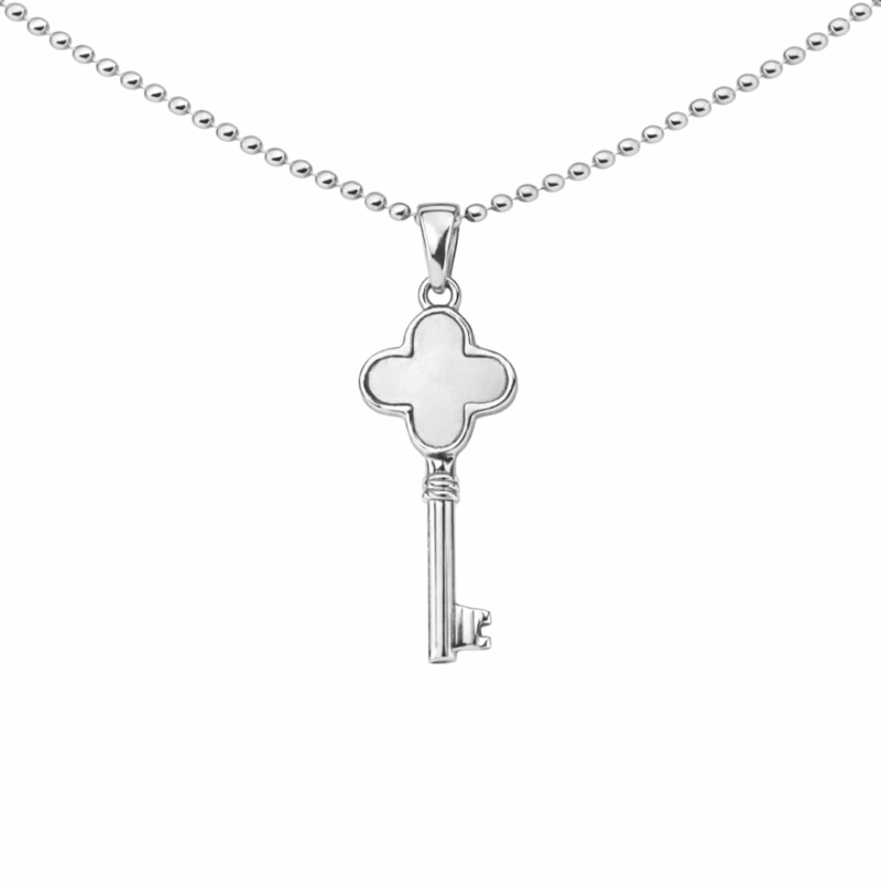 Kette "New York Schlüssel" mit Perlmutt aus 925 Sterling Silber