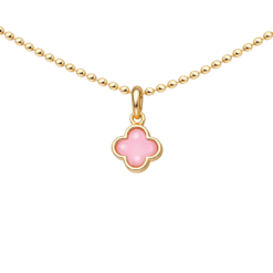 Kette Kleeblatt New York Mini rosa Perlmutt 925 Sterling Silber goldplattiert