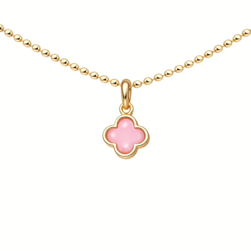 Kette „New York“ Mini mit rosa Perlmutt aus 925er Sterling Silber, goldplattiert