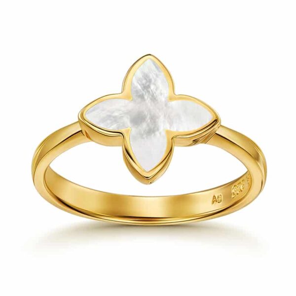 Ring „Coslada“ aus 925 Sterling Silber, goldplattiert, mit Perlmutt