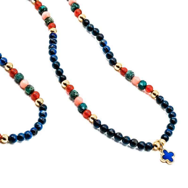 Alternative view of St. Tropez Kugelkette Edelstein mit 925 Sterling Silber goldplattiert