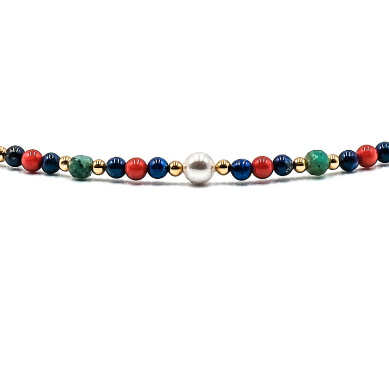 Alternative view of Kugelkette „Clarinha“ mit Edelstein aus 925er Sterling Silber, goldplattiert