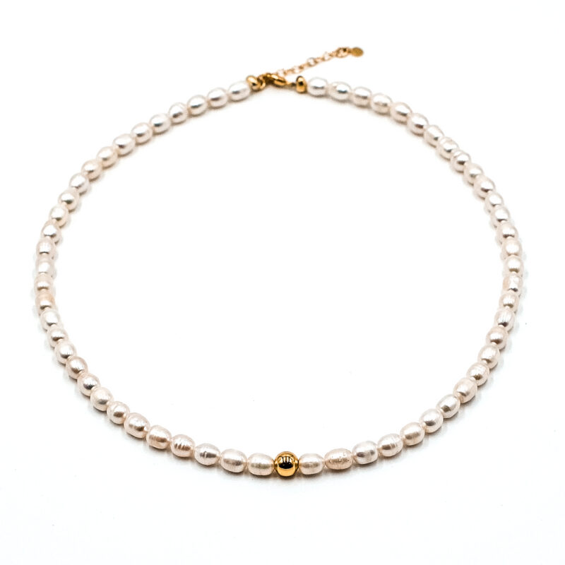 Perlenkette „Fowleri“ aus 925er Sterling Silber, goldplattiert