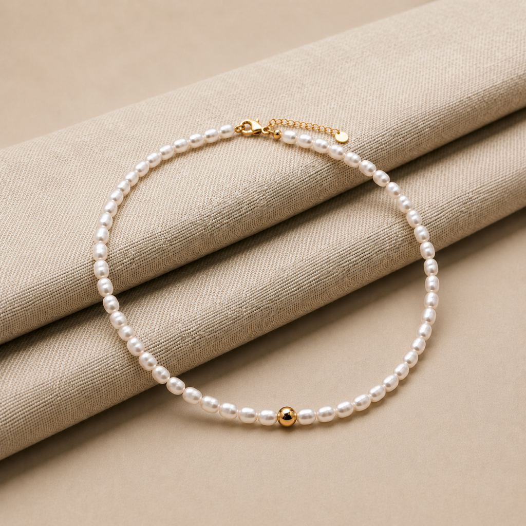 Perlenkette „Fowleri“ aus 925er Sterling Silber, goldplattiert