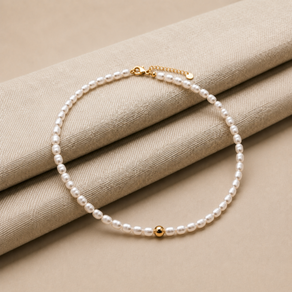 Perlenkette „Fowleri“ aus 925er Sterling Silber, goldplattiert