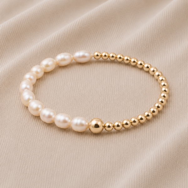 Perlenarmband „Fowleri“ aus 925er Sterling Silber, goldplattiert