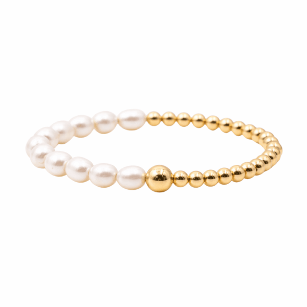 Perlenarmband „Fowleri“ aus 925er Sterling Silber, goldplattiert