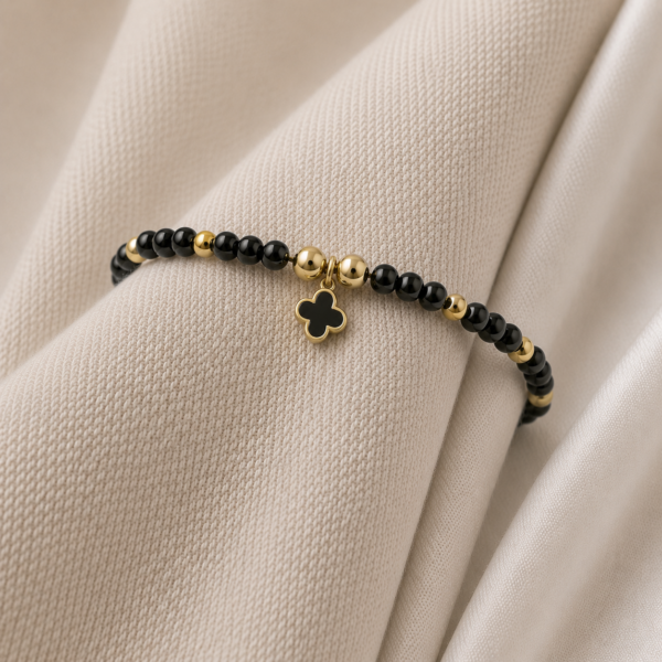 Kugelarmband „Positano“ aus Edelstein mit 925 Sterling Silber, goldplattiert