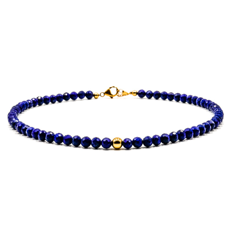 Riso Kugelkette Edelstein mit 925 Sterling Silber goldplattiert