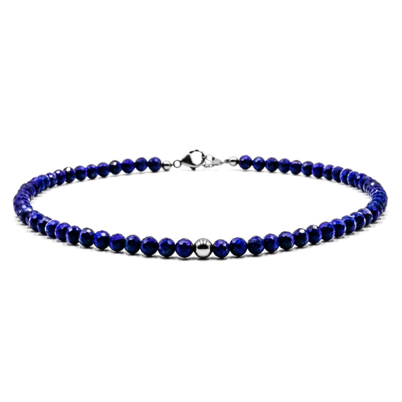 Riso Kugelkette Edelstein mit 925 Sterling Silber