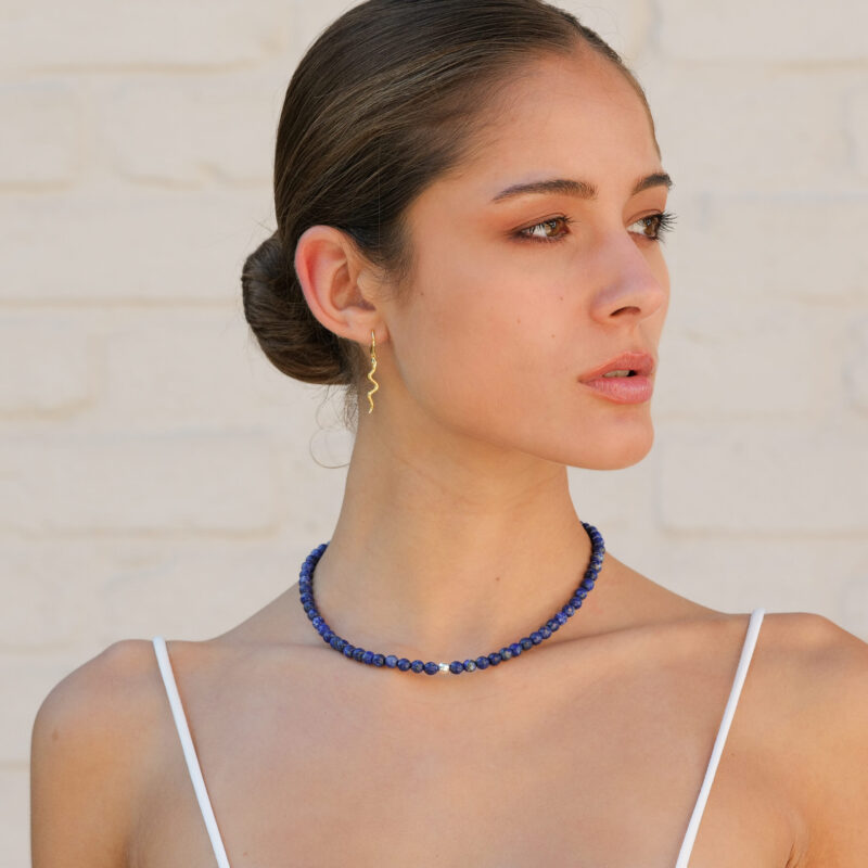 Alternative view of Riso Kugelkette Edelstein mit 925 Sterling Silber