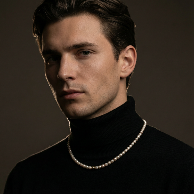 Alternative view of MEN Perlenkette „Fowleri“ aus 925er Sterling Silber, goldplattiert