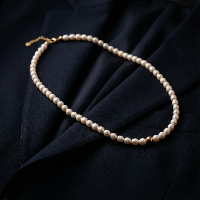 MEN Perlenkette „Fowleri“ aus 925er Sterling Silber, goldplattiert