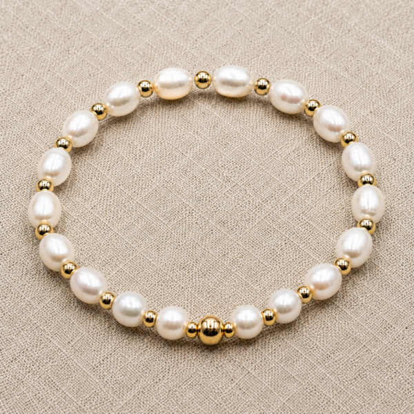 Perlenarmband „Flawless“ aus 925er Sterling Silber, goldplattiert