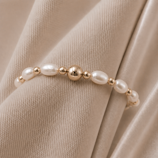 Perlenarmband „Flawless“ aus 925er Sterling Silber, goldplattiert