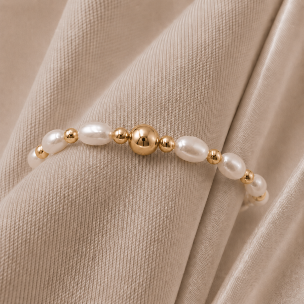 Perlenarmband „Flawless“ aus 925er Sterling Silber, goldplattiert